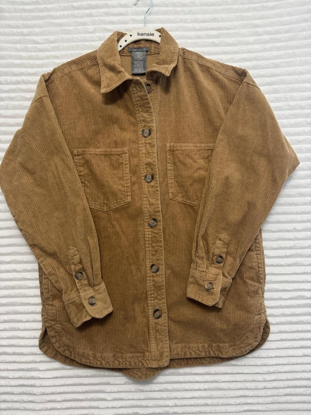 Matty M Women's Corduroy Stretch Shirt Jacket Size S Camel shacket oversized